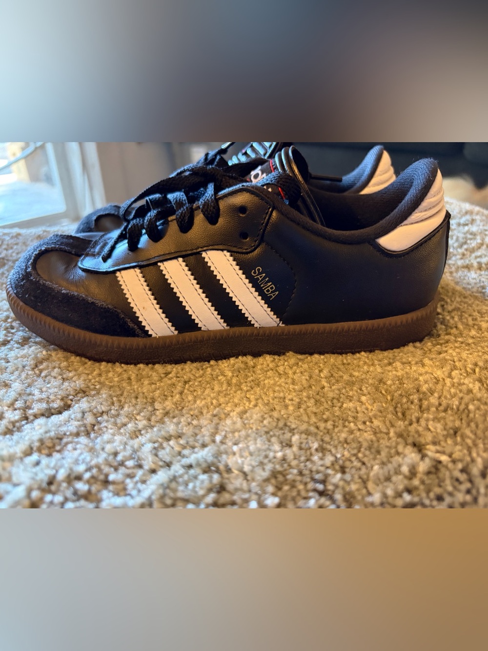 adidas Kids Black and White Samba Sneaker size 3 - Picture 1 of 7